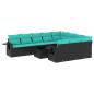 Preview: 11-teiliges Gartensofa-Set mit Kissen, schwarzes Polyrattan
