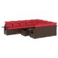 Preview: 11-teiliges Gartensofa-Set mit Kissen, braun, Polyrattan