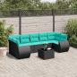 Preview: ARDEBO.de - 8-teiliges Gartensofa-Set mit Kissen, schwarzes Polyrattan