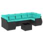 Preview: 8-teiliges Gartensofa-Set mit Kissen, schwarzes Polyrattan