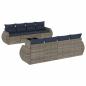Preview: 9-teiliges Gartensofa-Set mit Kissen, grau, Polyrattan