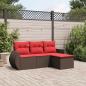 Preview: ARDEBO.de - 4-teiliges Gartensofa-Set mit Kissen, braun, Polyrattan