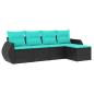 Preview: 5-teiliges Gartensofa-Set mit Kissen, schwarzes Polyrattan