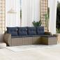Preview: ARDEBO.de - 5-teiliges Gartensofa-Set mit Kissen, grau, Polyrattan