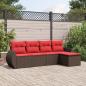 Preview: ARDEBO.de - 5-teiliges Gartensofa-Set mit Kissen, braun, Polyrattan
