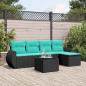 Preview: ARDEBO.de - 6-teiliges Gartensofa-Set mit Kissen, schwarzes Polyrattan