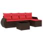 Preview: 6-teiliges Gartensofa-Set mit Kissen, braun, Polyrattan