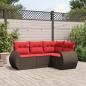 Preview: ARDEBO.de - 4-teiliges Gartensofa-Set mit Kissen, braun, Polyrattan