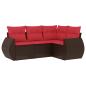 Preview: 4-teiliges Gartensofa-Set mit Kissen, braun, Polyrattan