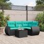 Preview: ARDEBO.de - 5-teiliges Gartensofa-Set mit Kissen, schwarzes Polyrattan
