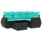 Preview: 5-teiliges Gartensofa-Set mit Kissen, schwarzes Polyrattan
