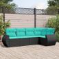 Preview: ARDEBO.de - 5-teiliges Gartensofa-Set mit Kissen, schwarzes Polyrattan