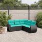 Preview: ARDEBO.de - 5-teiliges Gartensofa-Set mit Kissen, schwarzes Polyrattan