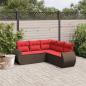 Preview: ARDEBO.de - 5-teiliges Gartensofa-Set mit Kissen, braun, Polyrattan