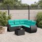 Preview: ARDEBO.de - 6-teiliges Gartensofa-Set mit Kissen, schwarzes Polyrattan