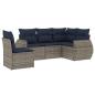 Preview: 5-teiliges Gartensofa-Set mit Kissen, grau, Polyrattan