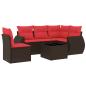 Preview: 6-teiliges Gartensofa-Set mit Kissen, braun, Polyrattan