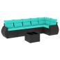 Preview: 7-teiliges Gartensofa-Set mit Kissen, schwarzes Polyrattan