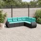 Preview: ARDEBO.de - 6-teiliges Gartensofa-Set mit Kissen, schwarzes Polyrattan