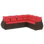 Preview: 6-teiliges Gartensofa-Set mit Kissen, braun, Polyrattan