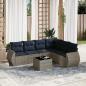 Preview: ARDEBO.de - 7-teiliges Gartensofa-Set mit Kissen, grau, Polyrattan
