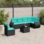 Preview: ARDEBO.de - 7-teiliges Gartensofa-Set mit Kissen, schwarzes Polyrattan
