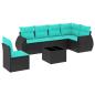 Preview: 7-teiliges Gartensofa-Set mit Kissen, schwarzes Polyrattan