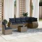 Preview: ARDEBO.de - 7-teiliges Gartensofa-Set mit Kissen, grau, Polyrattan