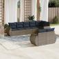 Preview: ARDEBO.de - 8-teiliges Gartensofa-Set mit Kissen, grau, Polyrattan
