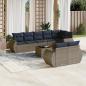 Preview: ARDEBO.de - 9-teiliges Gartensofa-Set mit Kissen, grau, Polyrattan