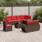 Preview: ARDEBO.de - 9-teiliges Gartensofa-Set mit Kissen, braun, Polyrattan