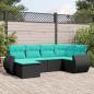 Preview: ARDEBO.de - 6-teiliges Gartensofa-Set mit Kissen, schwarzes Polyrattan