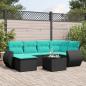 Preview: ARDEBO.de - 7-teiliges Gartensofa-Set mit Kissen, schwarzes Polyrattan