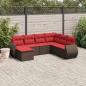 Preview: ARDEBO.de - 7-teiliges Gartensofa-Set mit Kissen, braun, Polyrattan