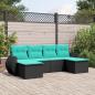Preview: ARDEBO.de - 6-teiliges Gartensofa-Set mit Kissen, schwarzes Polyrattan