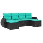 Preview: 6-teiliges Gartensofa-Set mit Kissen, schwarzes Polyrattan