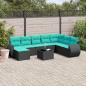 Preview: ARDEBO.de - 9-teiliges Gartensofa-Set mit Kissen, schwarzes Polyrattan