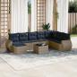 Preview: ARDEBO.de - 9-teiliges Gartensofa-Set mit Kissen, grau, Polyrattan