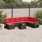 Preview: ARDEBO.de - 9-teiliges Gartensofa-Set mit Kissen, braun, Polyrattan