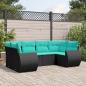 Preview: ARDEBO.de - 6-teiliges Gartensofa-Set mit Kissen, schwarzes Polyrattan