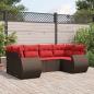 Preview: ARDEBO.de - 6-teiliges Gartensofa-Set mit Kissen, braun, Polyrattan