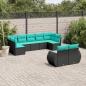 Preview: ARDEBO.de - 9-teiliges Gartensofa-Set mit Kissen, schwarzes Polyrattan