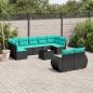 Preview: ARDEBO.de - 10-teiliges Gartensofa-Set mit Kissen, schwarzes Polyrattan