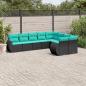 Preview: ARDEBO.de - 9-teiliges Gartensofa-Set mit Kissen, schwarzes Polyrattan