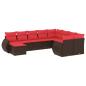 Preview: 10-teiliges Gartensofa-Set mit Kissen, braun, Polyrattan