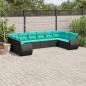 Preview: ARDEBO.de - 10-teiliges Gartensofa-Set mit Kissen, schwarzes Polyrattan