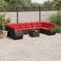Preview: ARDEBO.de - 11-teiliges Gartensofa-Set mit Kissen, braun, Polyrattan