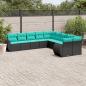 Preview: ARDEBO.de - 10-teiliges Gartensofa-Set mit Kissen, schwarzes Polyrattan