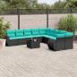 Preview: ARDEBO.de - 11-teiliges Gartensofa-Set mit Kissen, schwarzes Polyrattan
