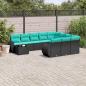Preview: ARDEBO.de - 11-teiliges Gartensofa-Set mit Kissen, schwarzes Polyrattan